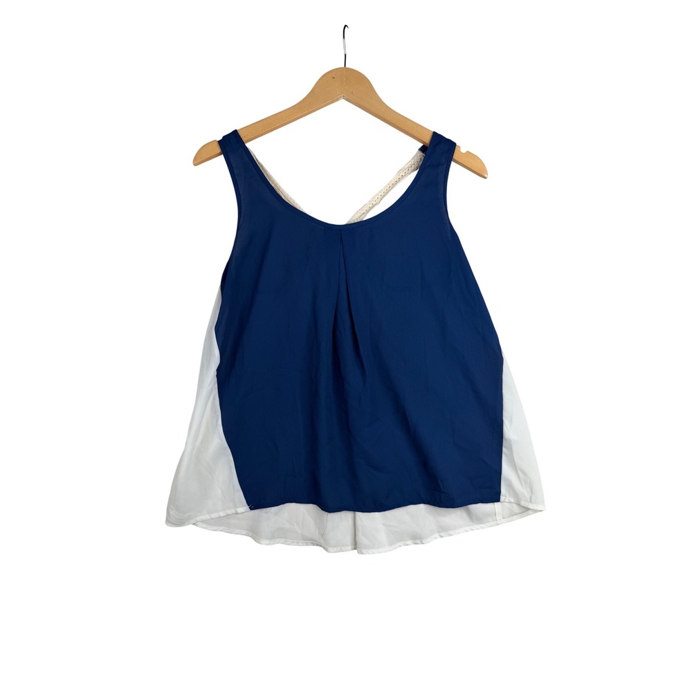 Ya Los Angeless Sleeveless Bow Tie Accent Back Tank size Medium Blue/White